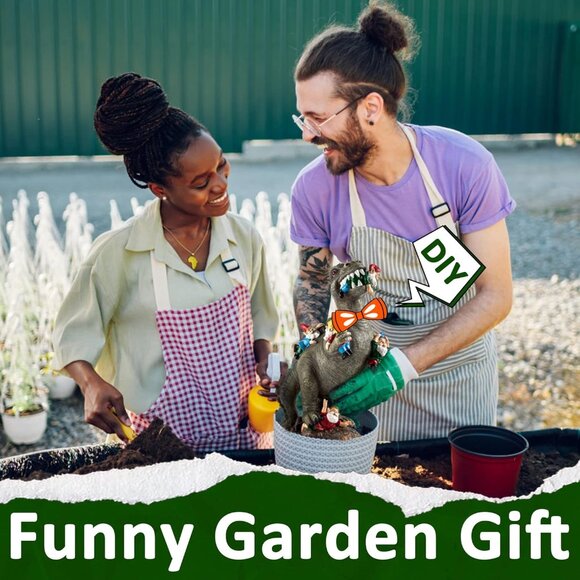 Garden Gnomes Statues Yard Decorations Outdoor Garden Decor, 14” Dinosaur Gnomes - Picture 4 of 9